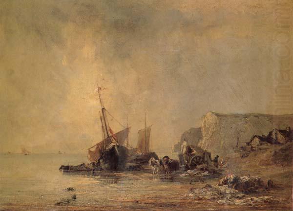 Boats on the Shore of Normandy, Richard Parkes Bonington